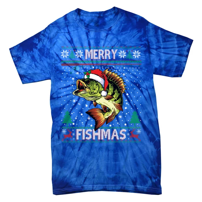 Ugly Fishing Christmas Bass Fish Merry Fishmas Cool Gift Tie-Dye T-Shirt