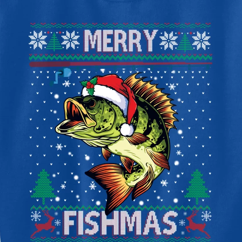 Ugly Fishing Christmas Bass Fish Merry Fishmas Cool Gift Kids Sweatshirt