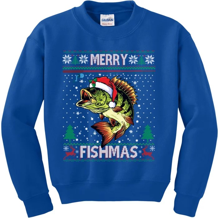 Ugly Fishing Christmas Bass Fish Merry Fishmas Cool Gift Kids Sweatshirt