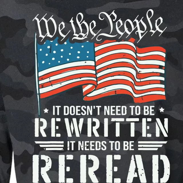 US Flag Constitution Of The USA Needs To Be Reread Cropped Pullover Crew