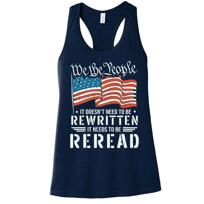 US Flag Constitution Of The USA Needs To Be Reread Women's Racerback Tank