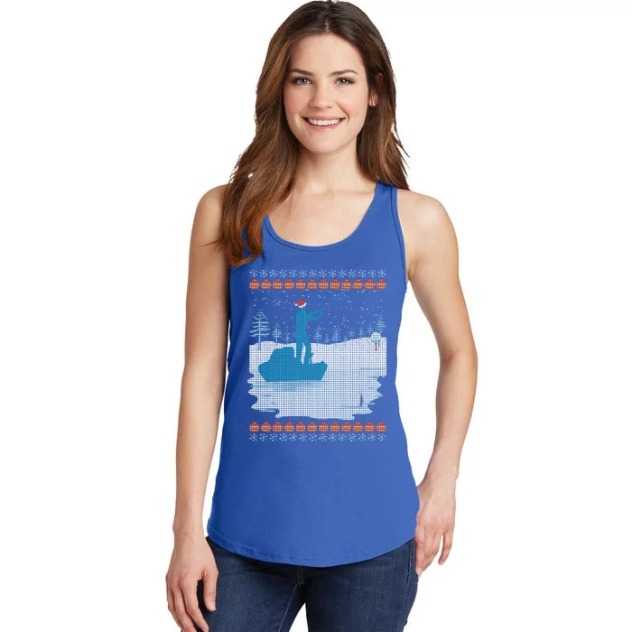 Ugly Fishing Christmas Bass Fish Merry Fishmas Gift Ladies Essential Tank