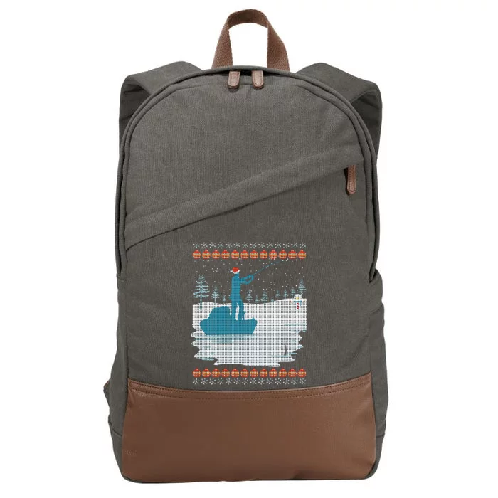 Ugly Fishing Christmas Bass Fish Merry Fishmas Gift Cotton Canvas Backpack