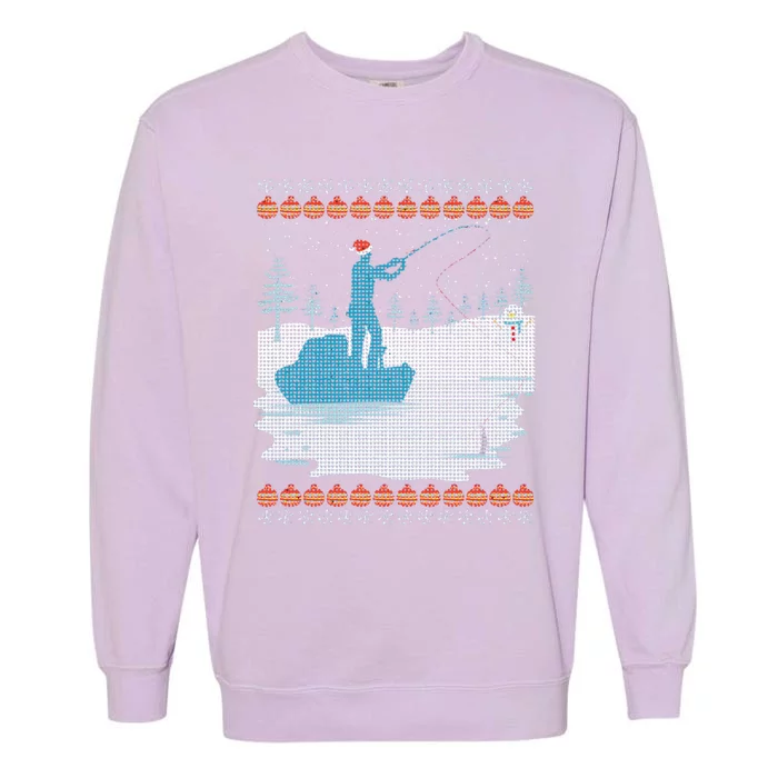 Ugly Fishing Christmas Bass Fish Merry Fishmas Gift Garment-Dyed Sweatshirt