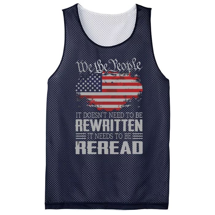 US Flag Constitution Of The USA Needs To Be Reread Mesh Reversible Basketball Jersey Tank