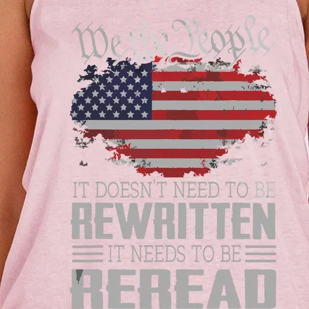 US Flag Constitution Of The USA Needs To Be Reread Women's Knotted Racerback Tank