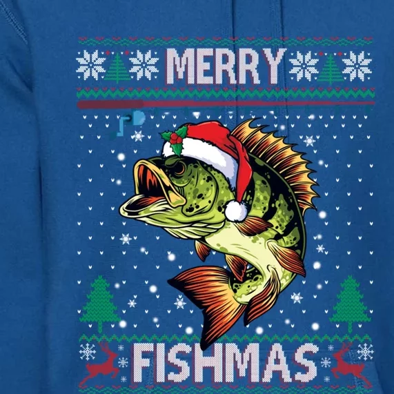 Ugly Fishing Christmas Bass Fish Merry Fishmas Gift Premium Hoodie