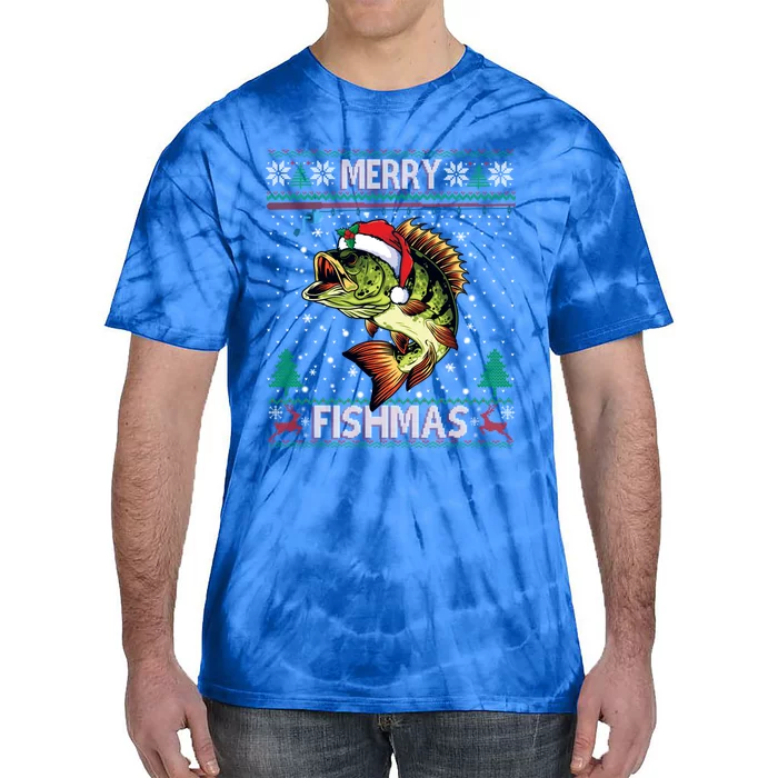 Ugly Fishing Christmas Bass Fish Merry Fishmas Gift Tie-Dye T-Shirt