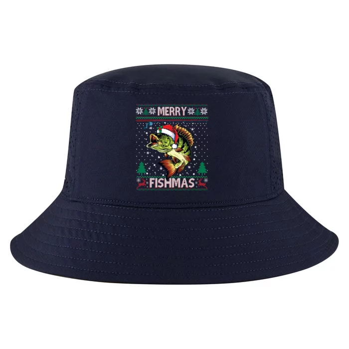 Ugly Fishing Christmas Bass Fish Merry Fishmas Gift Cool Comfort Performance Bucket Hat