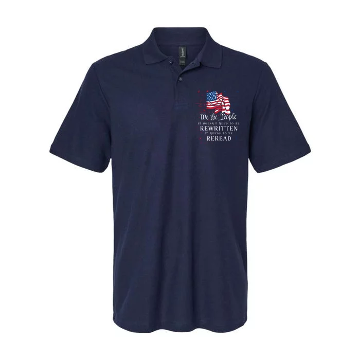 US Flag Constitution Of The USA Needs To Be Reread Softstyle Adult Sport Polo