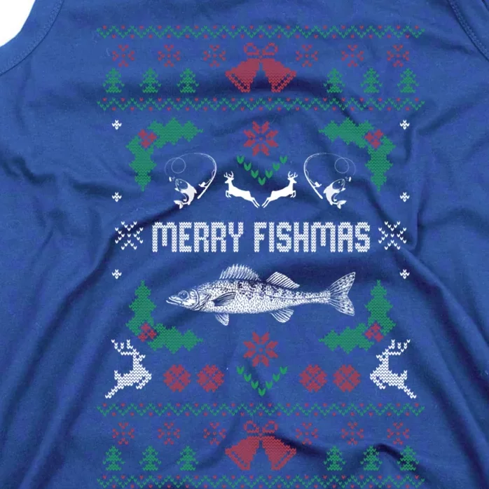 Ugly Fishing Christmas Bass Fish Merry Fishmas Gift Tank Top