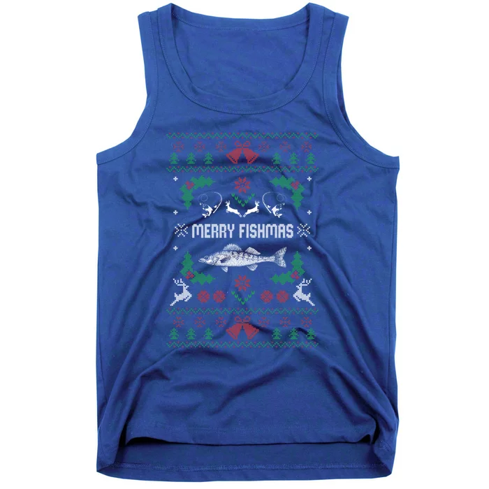 Ugly Fishing Christmas Bass Fish Merry Fishmas Gift Tank Top