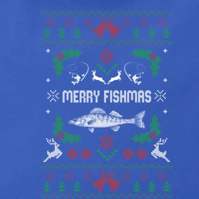 Ugly Fishing Christmas Bass Fish Merry Fishmas Gift Zip Tote Bag