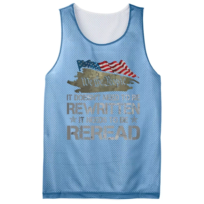 US Flag Constitution Of The USA Needs To Be Reread Mesh Reversible Basketball Jersey Tank