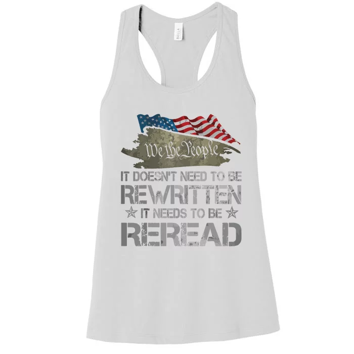 US Flag Constitution Of The USA Needs To Be Reread Women's Racerback Tank