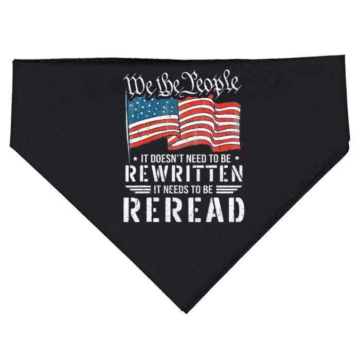 Us Flag Constitution Of The Usa Needs To Be Reread USA-Made Doggie Bandana