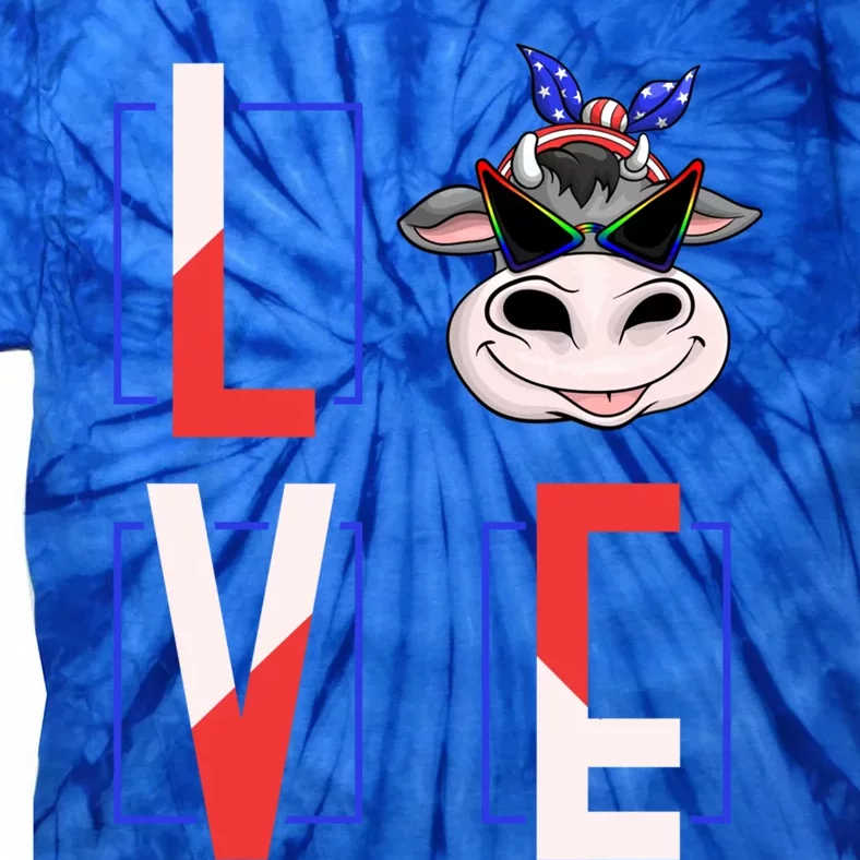 Us Flag Cute Farm Animal Patriotic Farmer Gift Love Cow Gift Tie-Dye T-Shirt