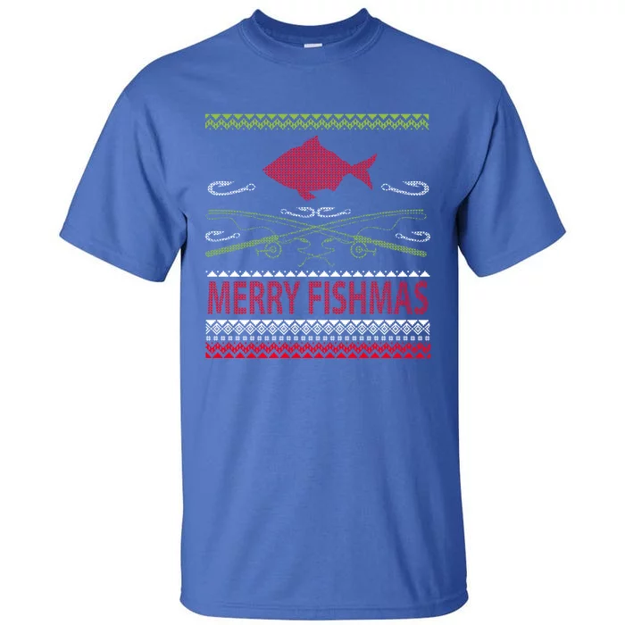 Ugly Fishing Christmas Bass Fish Merry Fishmas Great Gift Tall T-Shirt