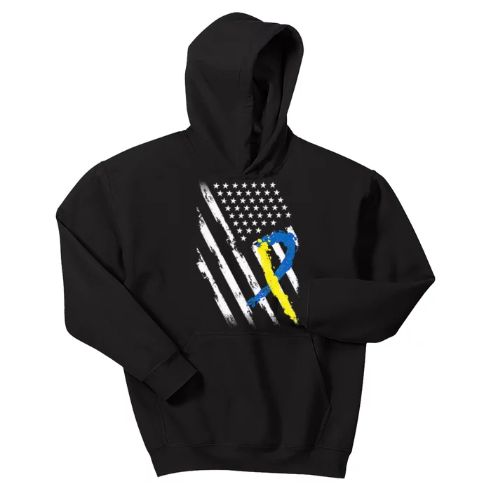 USA Flag Down Syndrome Awareness Dad Mom Down Syndrome Kids Hoodie