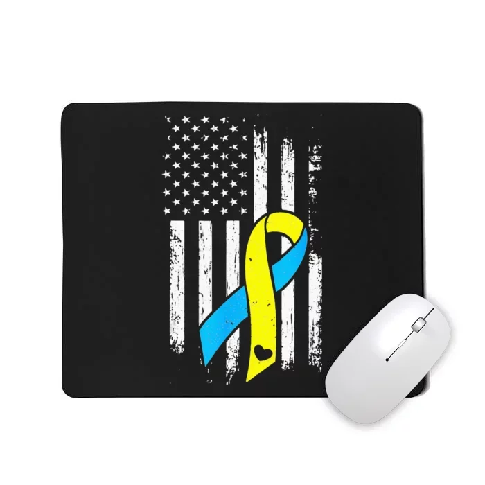 USA Flag Down Syndrome Ribbon Trisomy 21 American Mousepad