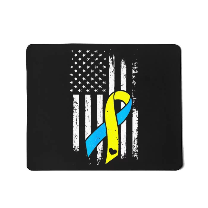 USA Flag Down Syndrome Ribbon Trisomy 21 American Mousepad