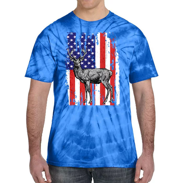 Us Flag Deer Hunting Dad Great Gift Tie-Dye T-Shirt