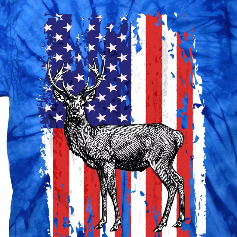 Us Flag Deer Hunting Dad Great Gift Tie-Dye T-Shirt