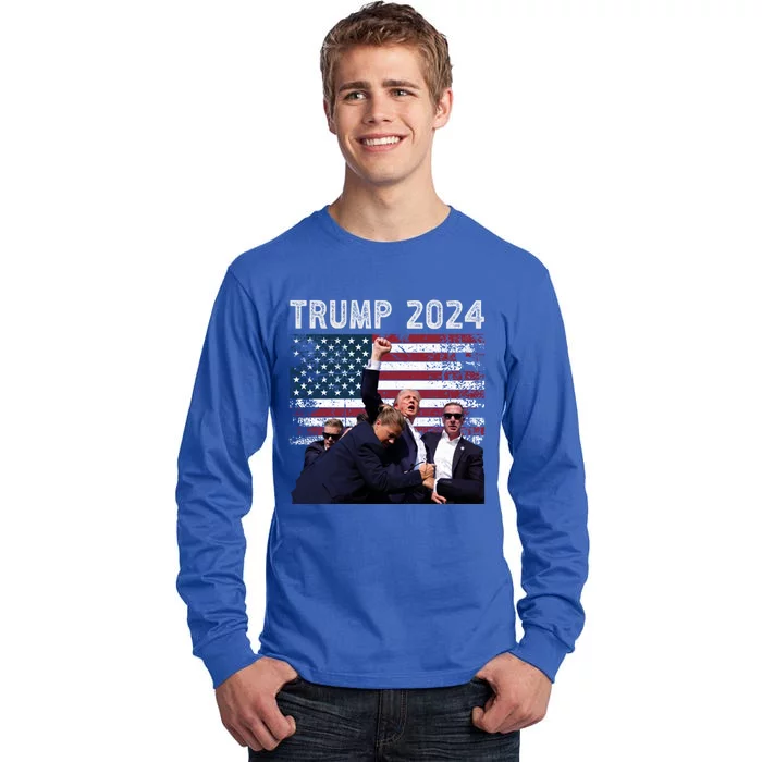 Us Flag Donald Trump Election Rally Shooting 2024 Gift Tall Long Sleeve T-Shirt