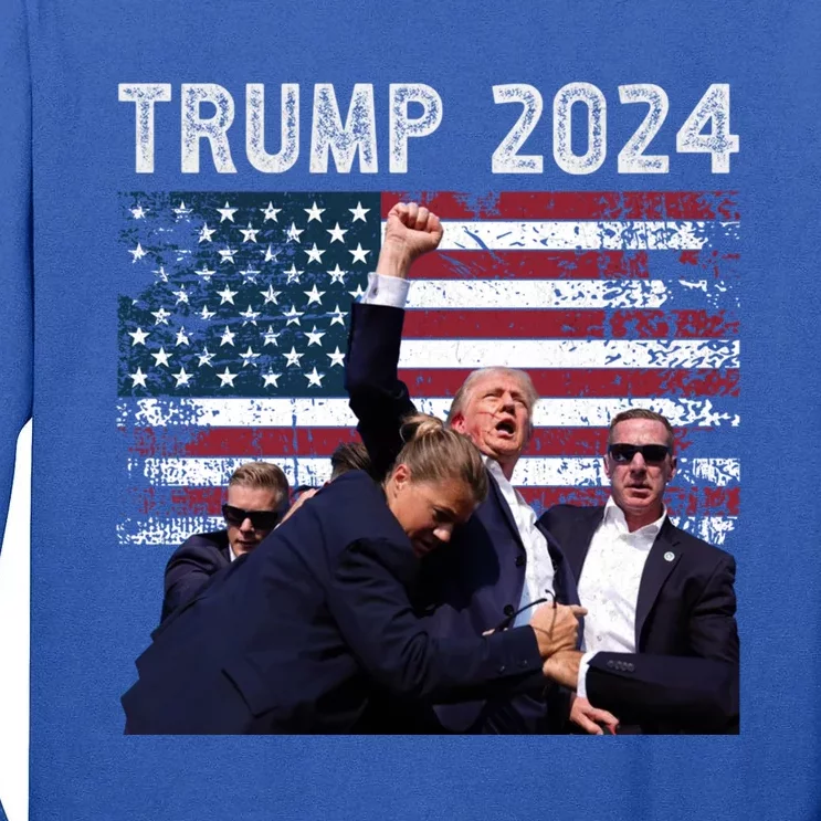 Us Flag Donald Trump Election Rally Shooting 2024 Gift Tall Long Sleeve T-Shirt