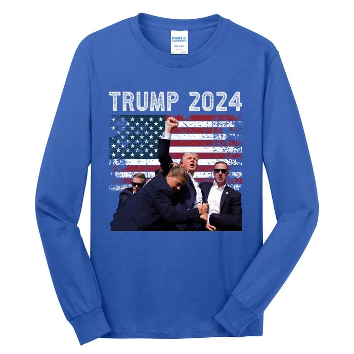 Us Flag Donald Trump Election Rally Shooting 2024 Gift Tall Long Sleeve T-Shirt