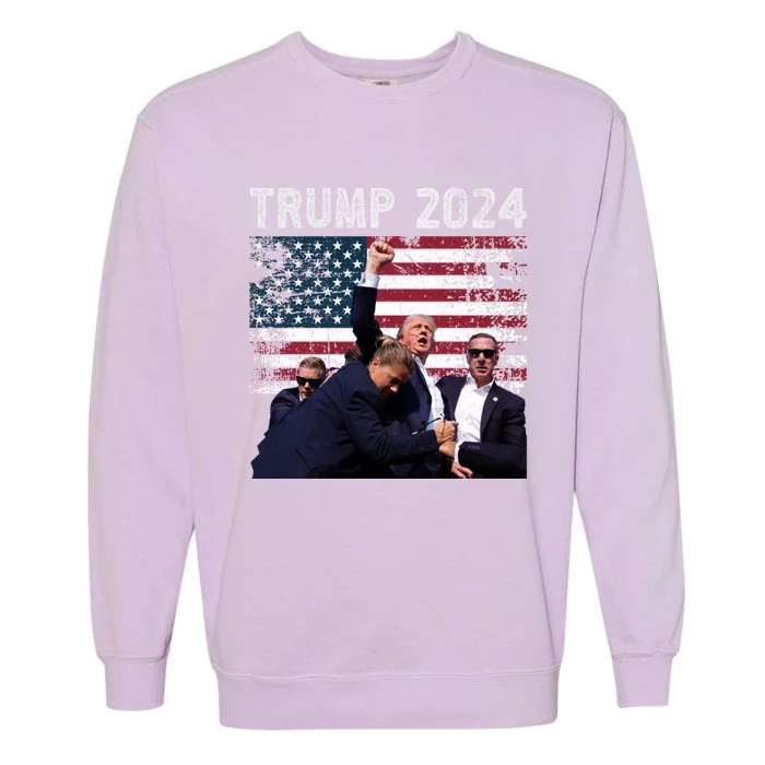 Us Flag Donald Trump Election Rally Shooting 2024 Gift Garment-Dyed Sweatshirt