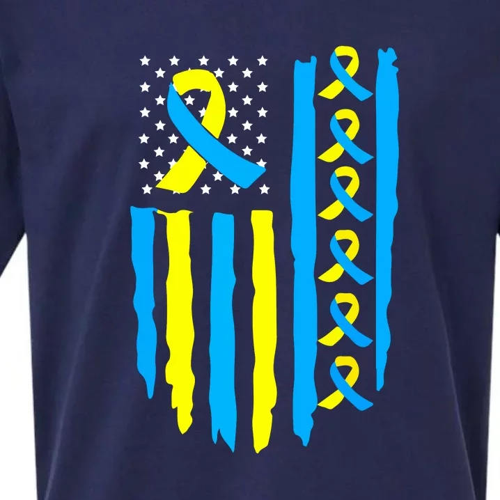 USA Flag Down Syndrome Awareness For Men Women Gift Sueded Cloud Jersey T-Shirt