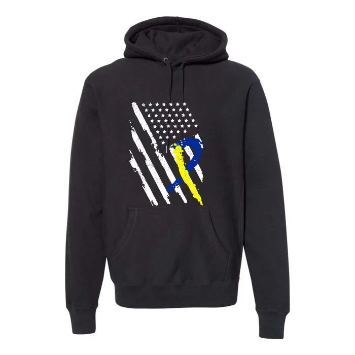 USA Flag Down Syndrome Awareness Dad Mom Down Syndrome Gift Premium Hoodie