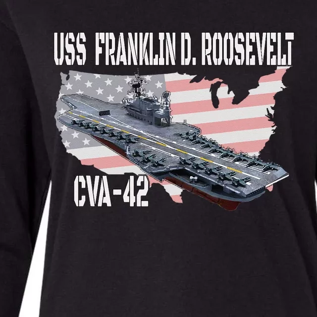 USS Franklin D. Roosevelt CVA-42 Aircraft Carrier Veterans Womens Cotton Relaxed Long Sleeve T-Shirt