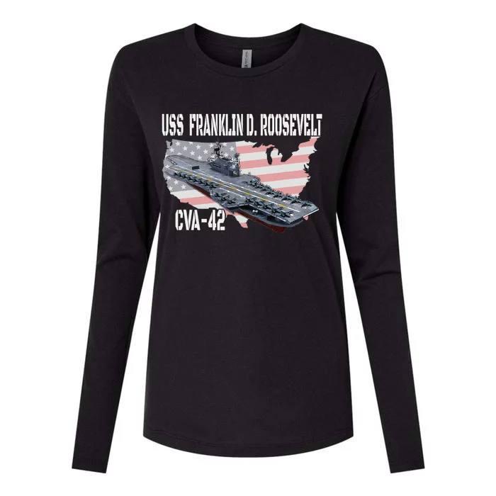 USS Franklin D. Roosevelt CVA-42 Aircraft Carrier Veterans Womens Cotton Relaxed Long Sleeve T-Shirt