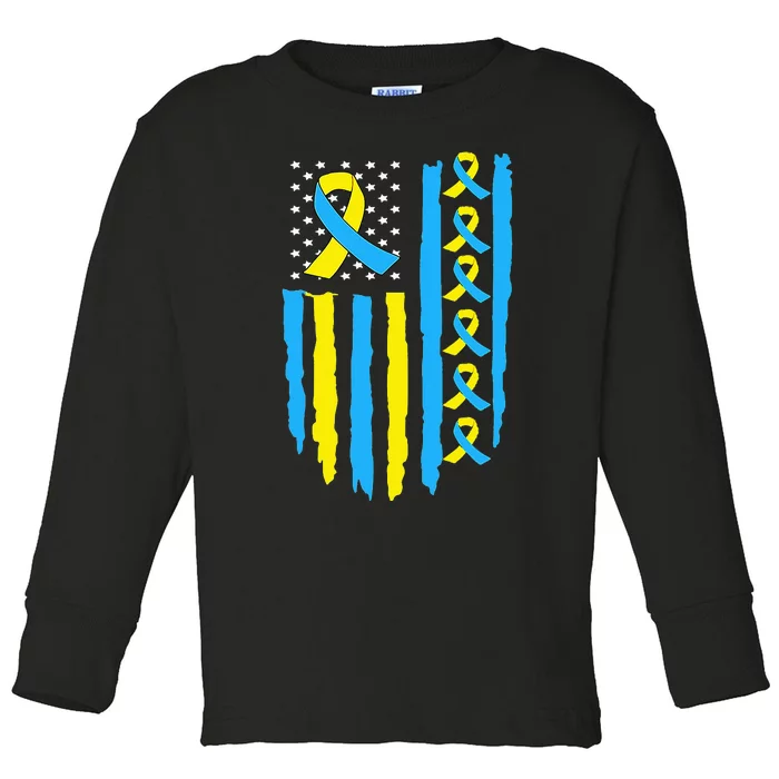 USA Flag Down Syndrome Awareness Toddler Long Sleeve Shirt