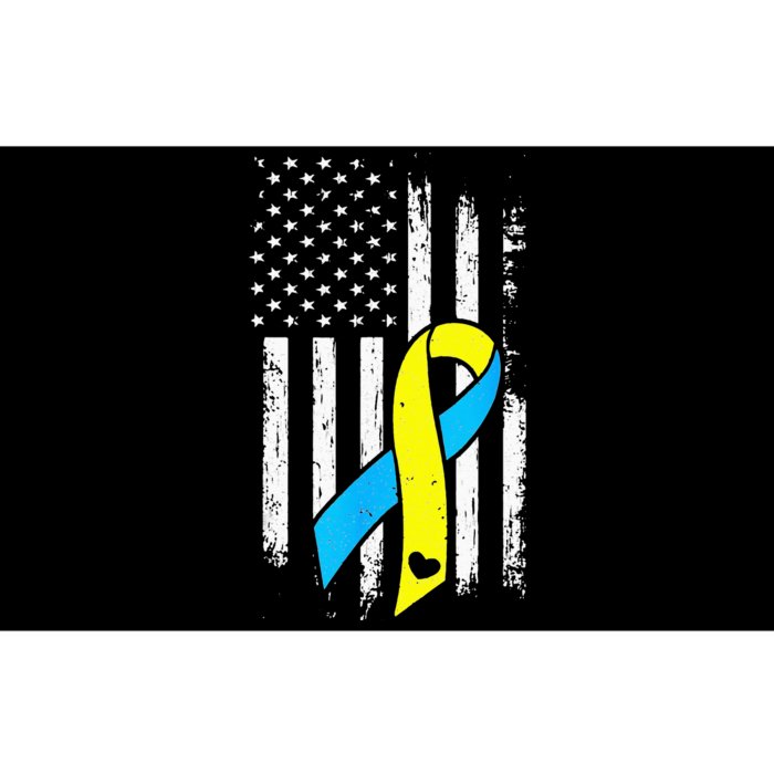 USA Flag Down Syndrome Ribbon Trisomy 21 American Bumper Sticker