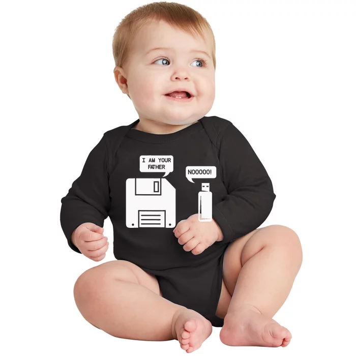 USB Floppy Disk I am Your Father Geek Gifts Baby Long Sleeve Bodysuit