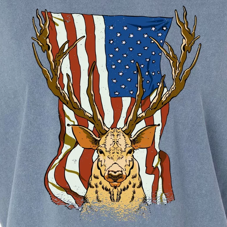 USA Flag Deer Hunting Gift Garment-Dyed Women's Muscle Tee