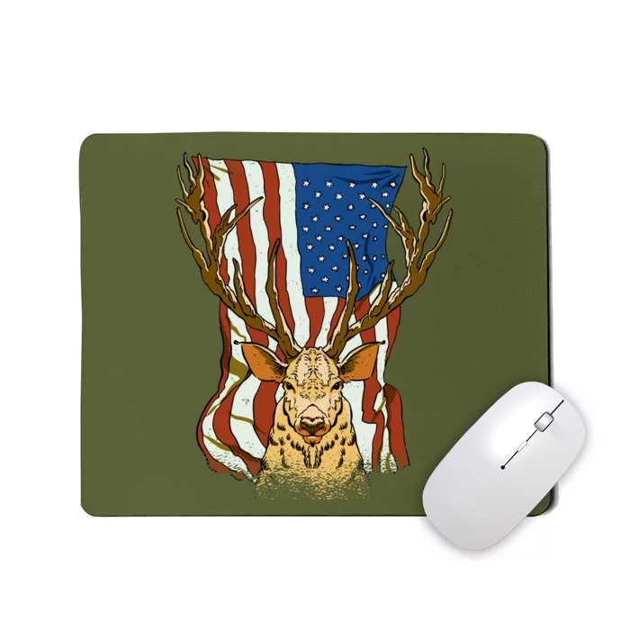 USA Flag Deer Hunting Gift Mousepad