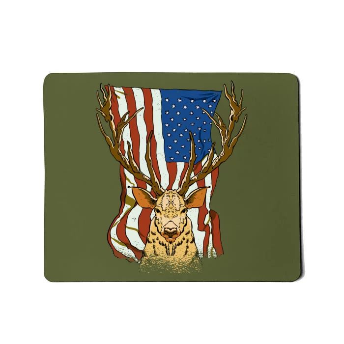 USA Flag Deer Hunting Gift Mousepad