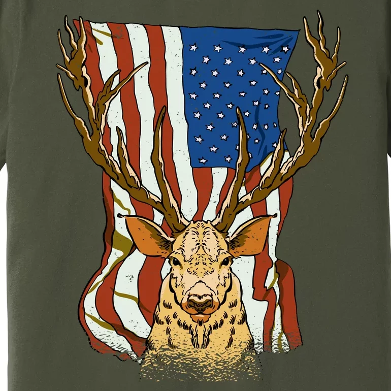 USA Flag Deer Hunting Gift Premium T-Shirt