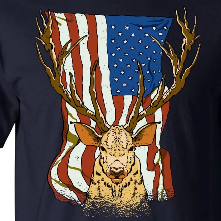 USA Flag Deer Hunting Gift Tall T-Shirt