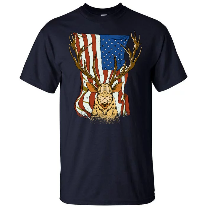 USA Flag Deer Hunting Gift Tall T-Shirt