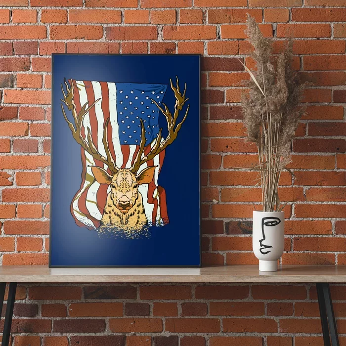 USA Flag Deer Hunting Gift Poster