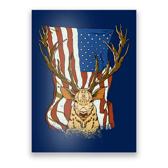 USA Flag Deer Hunting Gift Poster