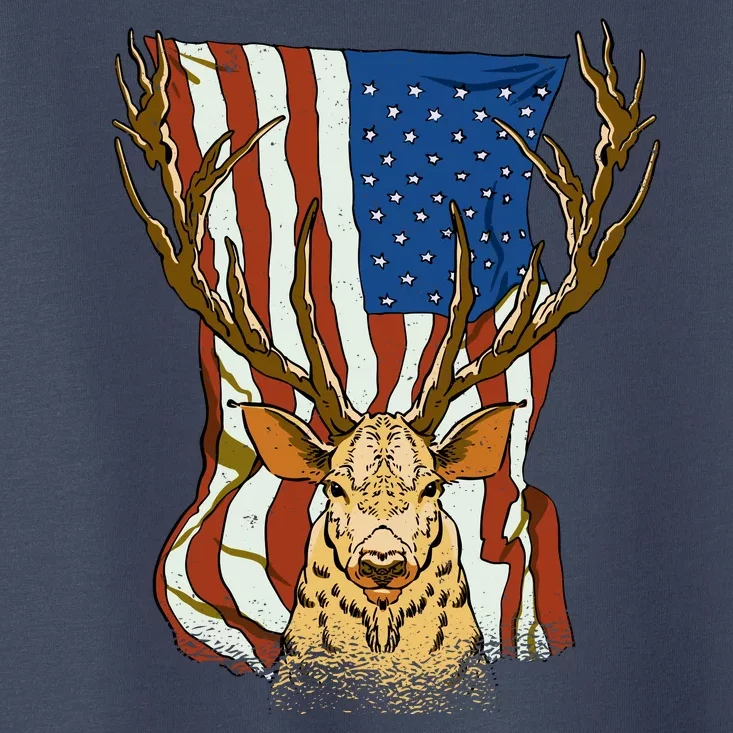 USA Flag Deer Hunting Gift Toddler T-Shirt