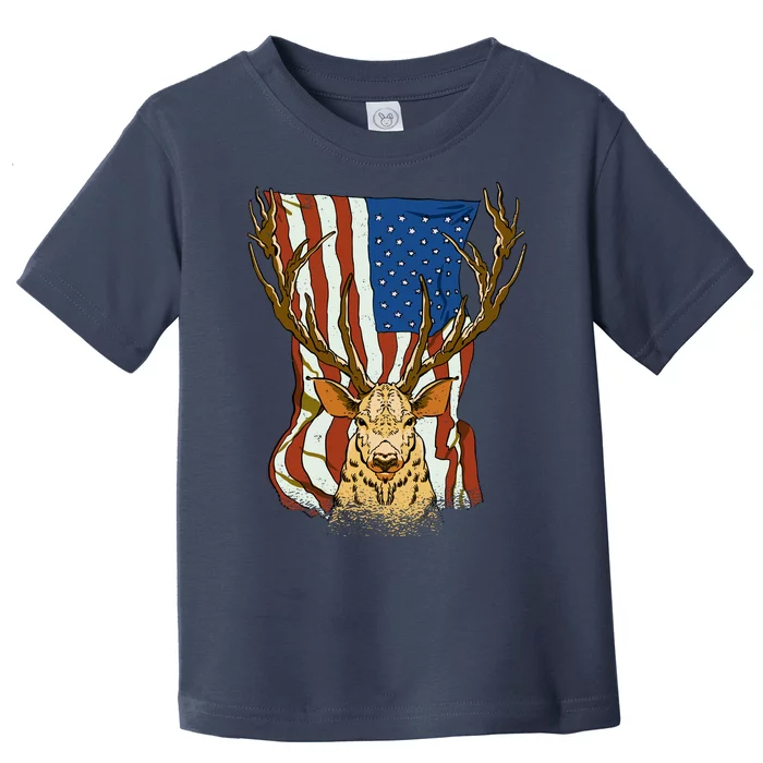 USA Flag Deer Hunting Gift Toddler T-Shirt