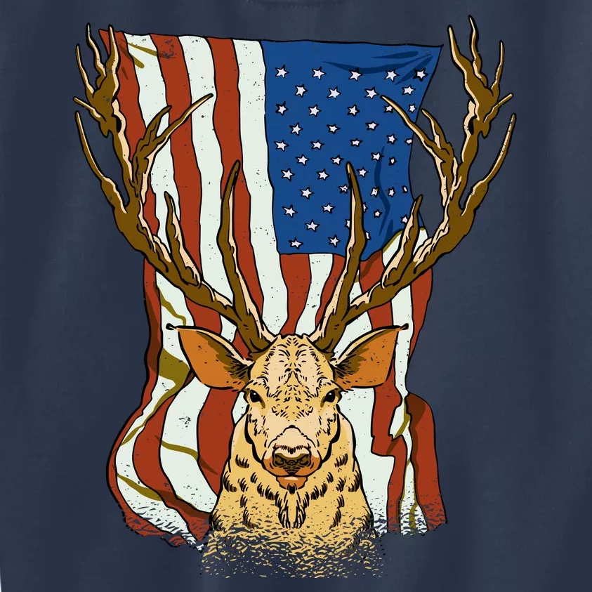 USA Flag Deer Hunting Gift Kids Sweatshirt