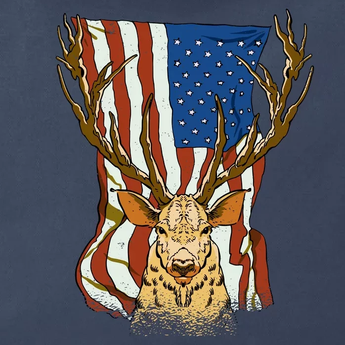 USA Flag Deer Hunting Gift Zip Tote Bag